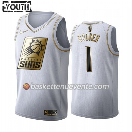 Maillot Basket Phoenix Suns Devin Booker 1 2019-20 Nike Blanc Golden Edition Swingman - Enfant